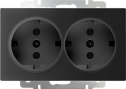 Розетка двойная с заземлением / WL08-SKG-02-IP20 черный матовый