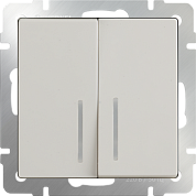 Выкл. двухкл. с подсветкой / WL03-SW-2G-LED слоновая кость